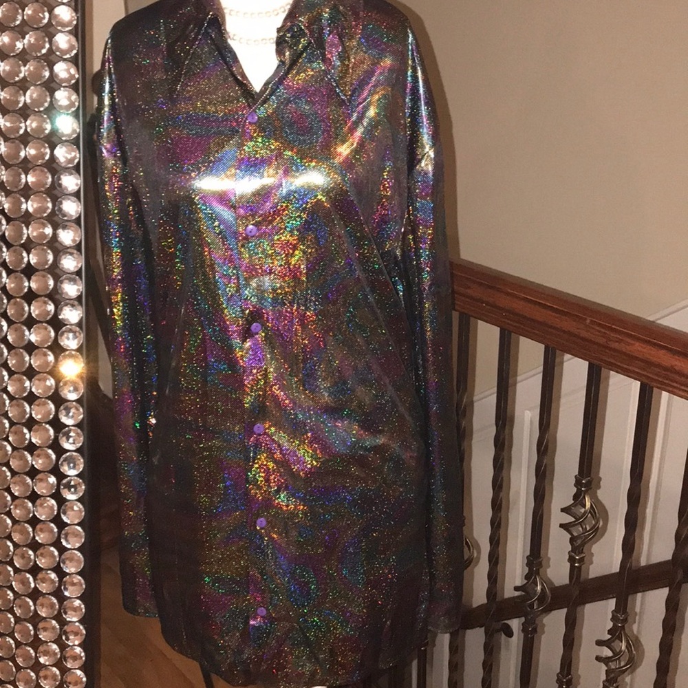 Vintage Iridescent Button-up Blouse